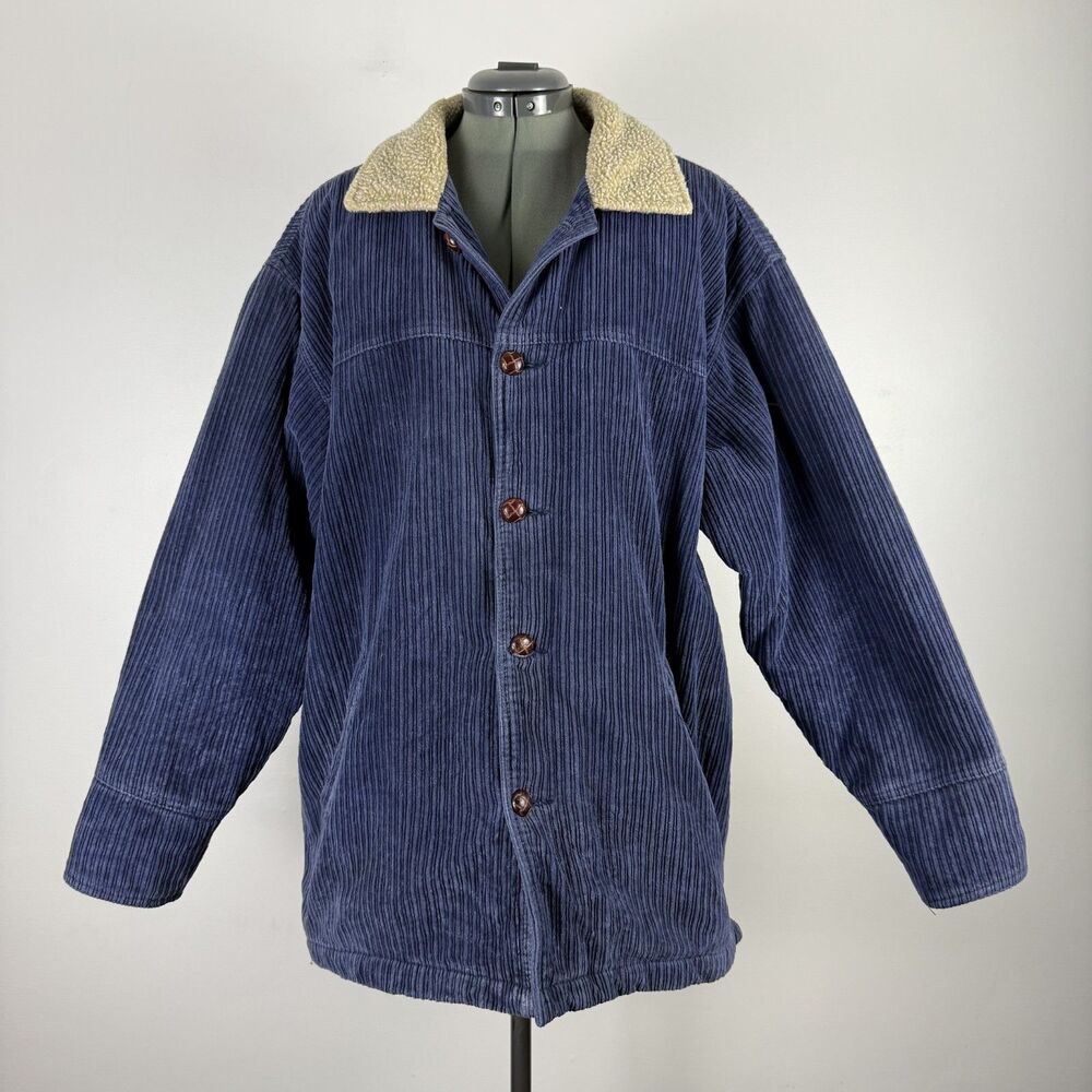 Vintage 90s NO FEAR Wide-Wale Corduroy Jacket, Faux Sherpa Collar